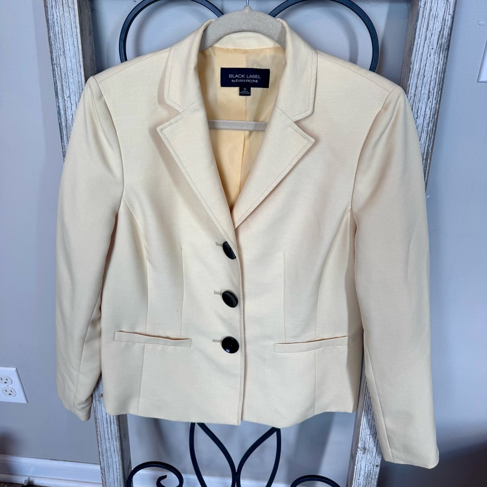 Black Label by Evan-Picone Yellow Blazer‎ Jacket Women’s Size 10 Career Work